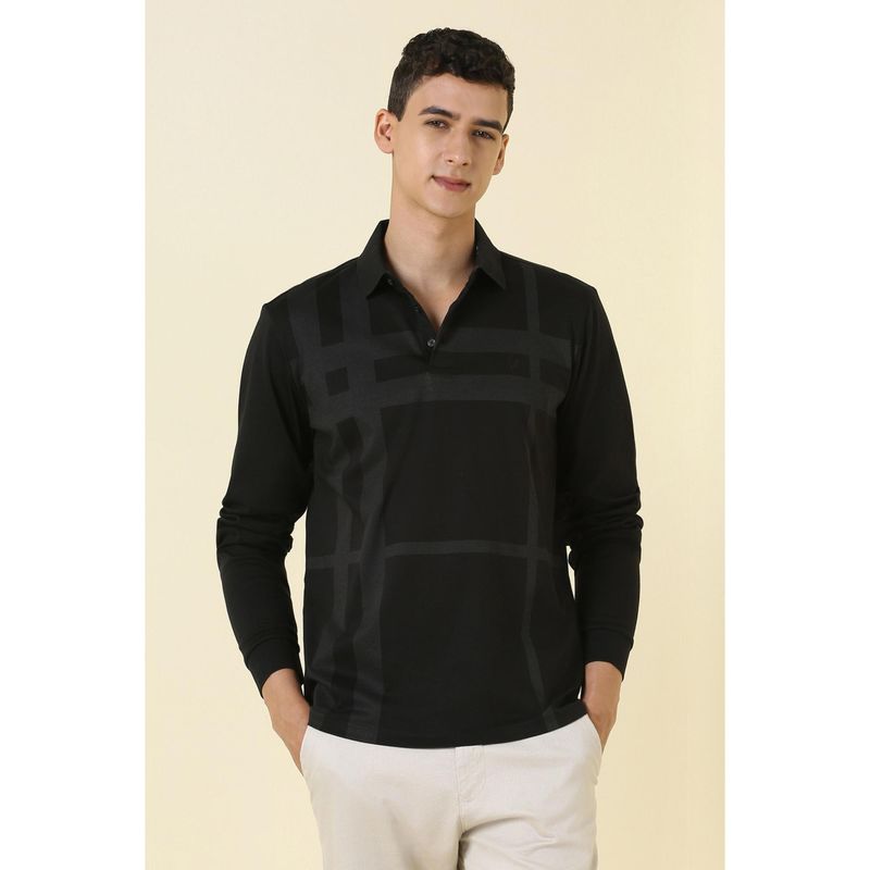 Allen Solly Men Black Printed Polo Neck T-shirt (M)