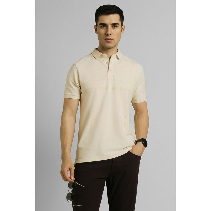 Simon Carter Men Beige Self Design T-shirt (L)