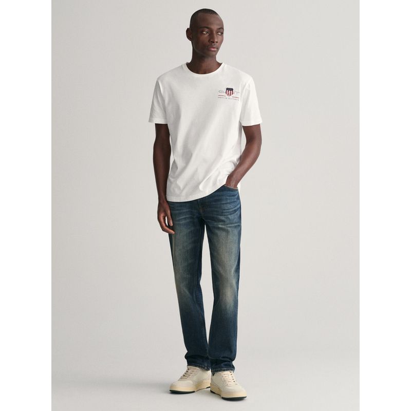 GANT Men Blue Washed Slim Fit Mid-Rise Jeans (36)