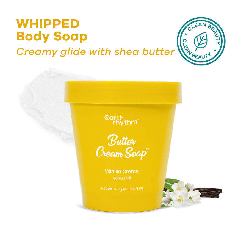 Earth Rhythm Butter Cream Shower Mousse Soap - Vanilla Creme, Vanilla Oil, Rejuvenates, Balances pH