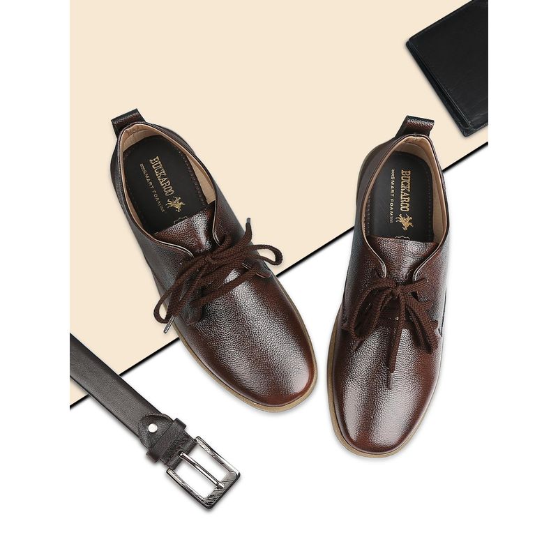 BUCKAROO Corbin Full Grain Natural Leather Brown Casual Shoes for Men (UK 8)