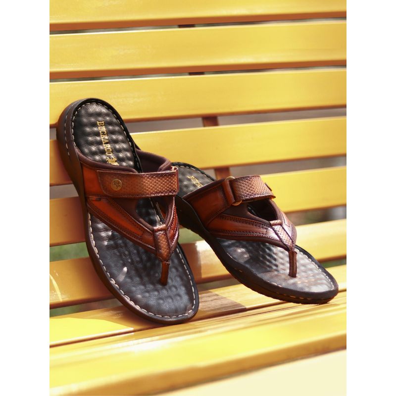 BUCKAROO Zena Genuine Leather Tan Casual Chappal for Men (UK 6)