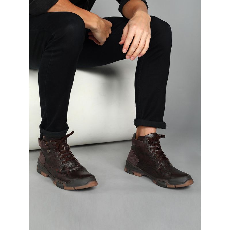 BUCKAROO Uri Brown Leather Solid Casual Boots (UK 11)