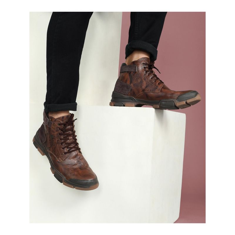 BUCKAROO Uri Tan Leather Solid Casual Boots (UK 6)