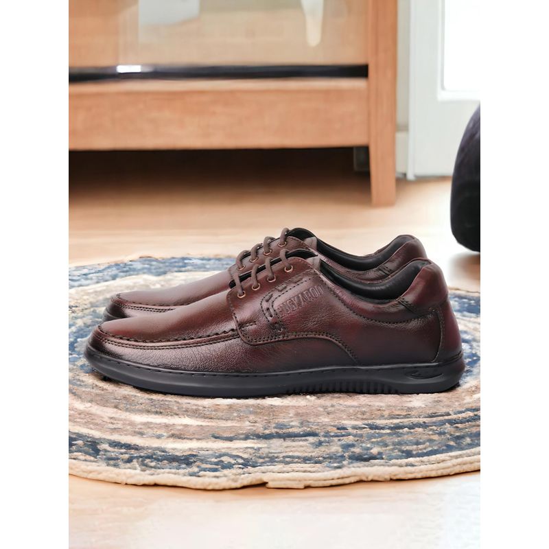 BUCKAROO Orvil Full Grain Natural Leather Bordo Casual Shoes for Men (UK 10)