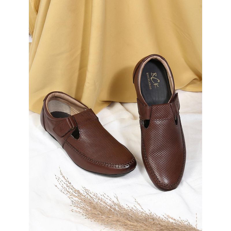 BUCKAROO CAYO Crust Leather Casual Sandals Brown (UK 6)