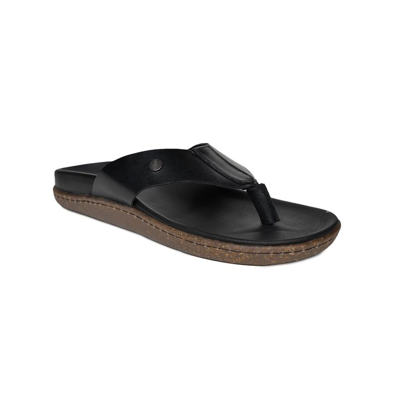 BUCKAROO LIFAN NEW Natural Leather Casual Sandal Chappal Black (EURO 43)