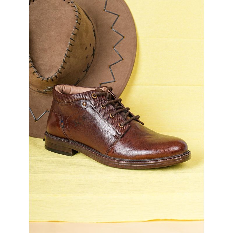 BUCKAROO Harkan Full Grain Natural Leather Tan Casual Boots (EURO 42)