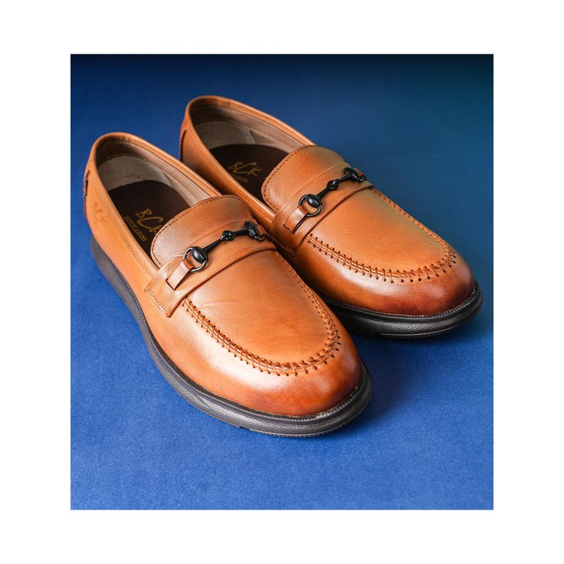 BUCKAROO Brown DARRY Crust Leather Loafers for Men (EURO 44)