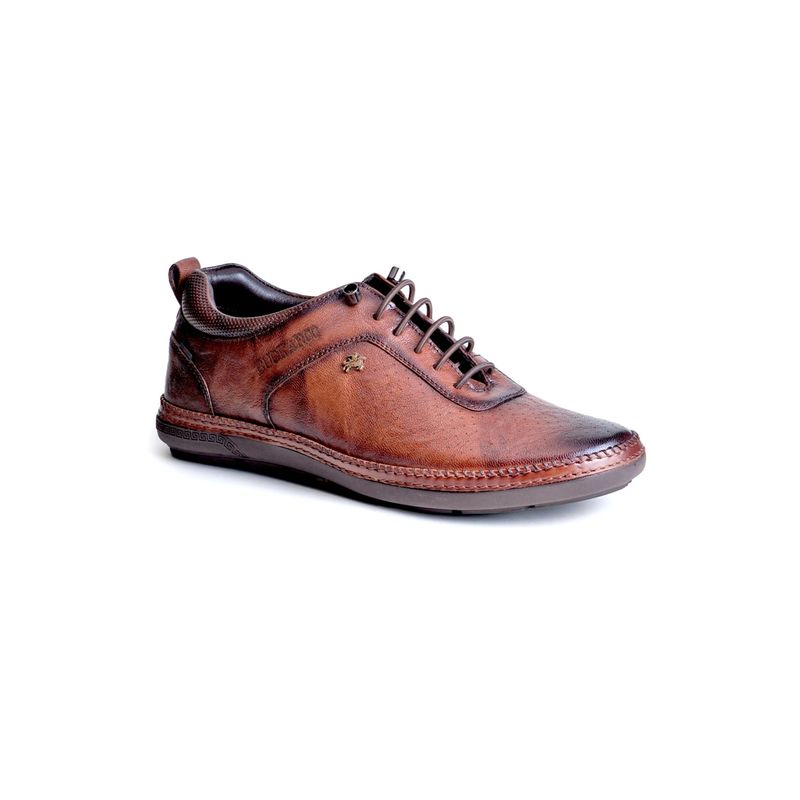 BUCKAROO Oaklyn Full Grain Natural Leather Tan Casual Oxfords for Men (EURO 42)