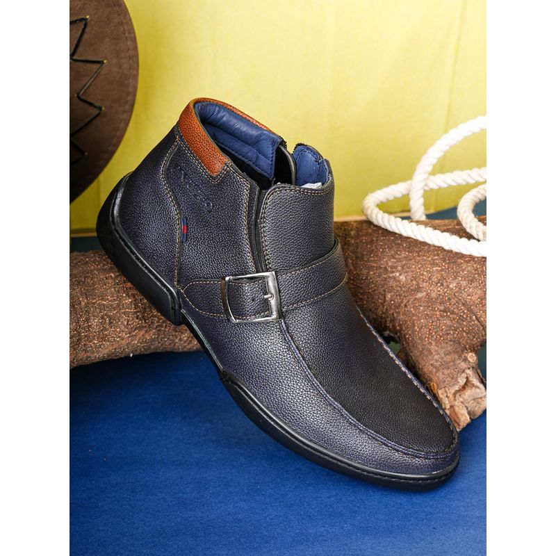 Jaripeo by BUCKAROO Hasting Vegan Leather Navy Blue Buckle Boots for Men (EURO 42)