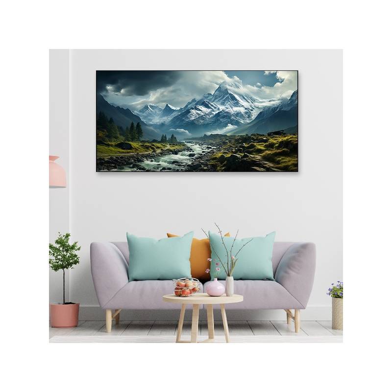 Dekorstation A Rugged Mountain Pass Winding Canvas Wall Painting (24x48 inches)