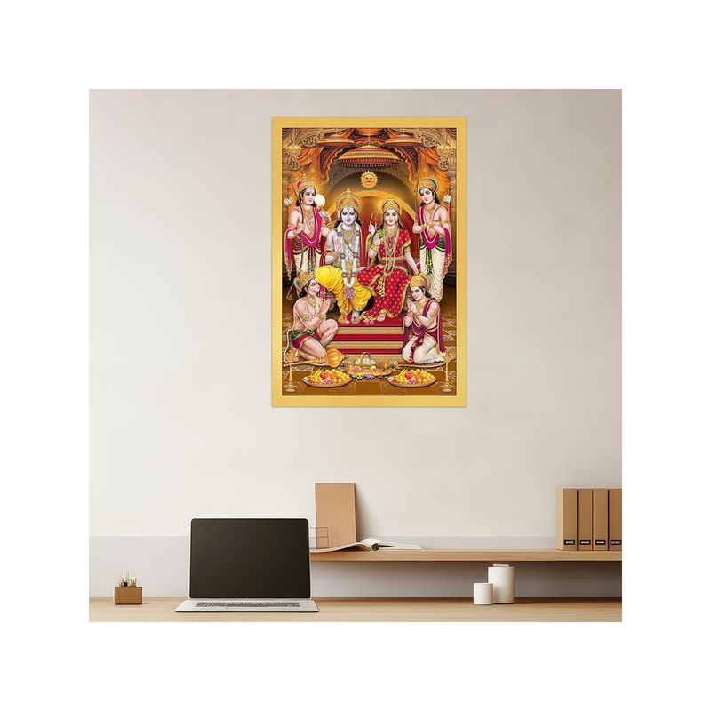Dekorstation Art Collection Shree Ram Darbar Religious Frame Canvas Wall Painting (12x24 inches)