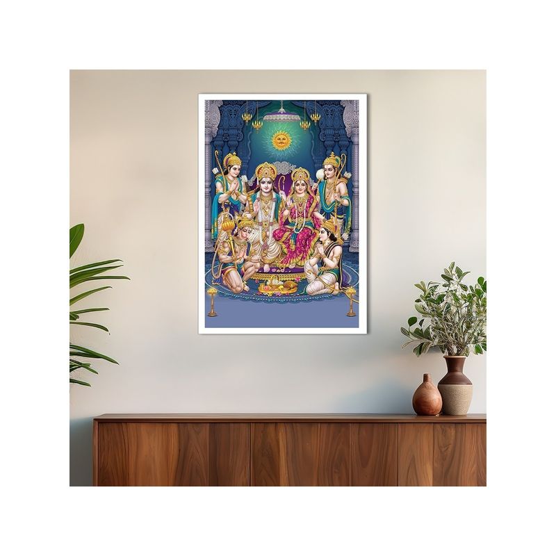 Dekorstation Lord Shri Ram Darbar Religious Canvas Wall Painting (12x24 inches)