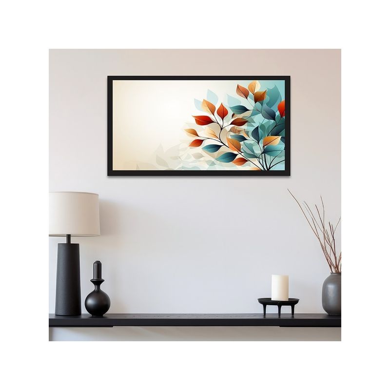 Dekorstation Multicolor Autumn Leaves With Neon Tone Canvas Wall Painting (12x24 inches)