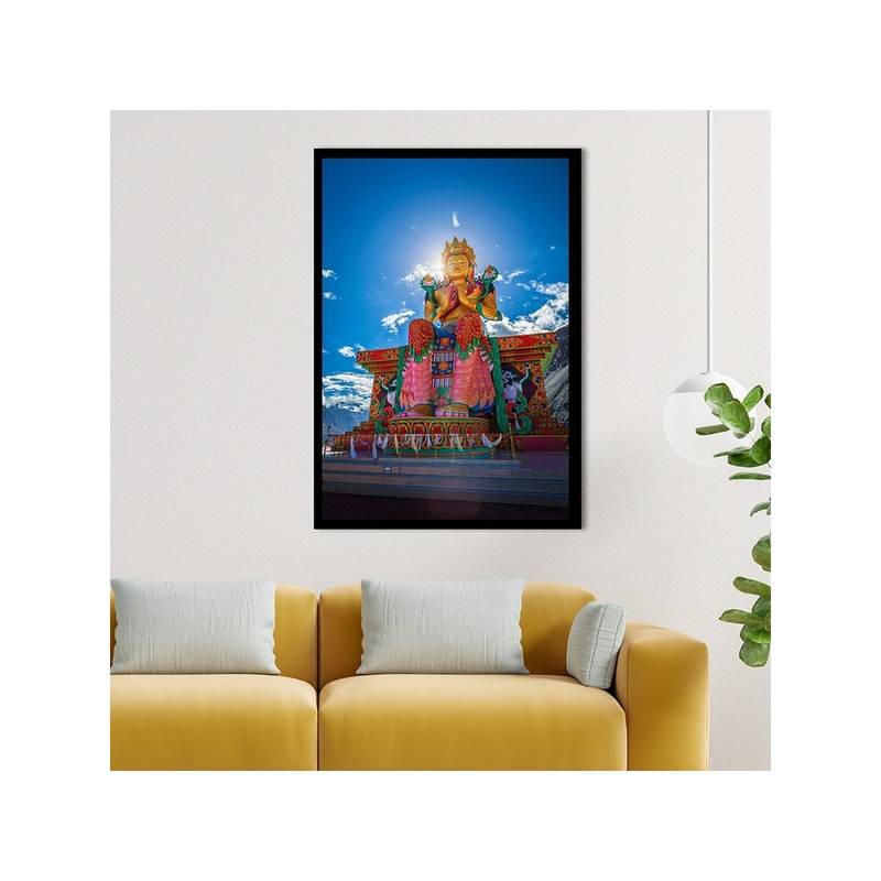 Dekorstation Buddhist Monastery Spiritual Lord Buddha Canvas Painting (12x24 inches)