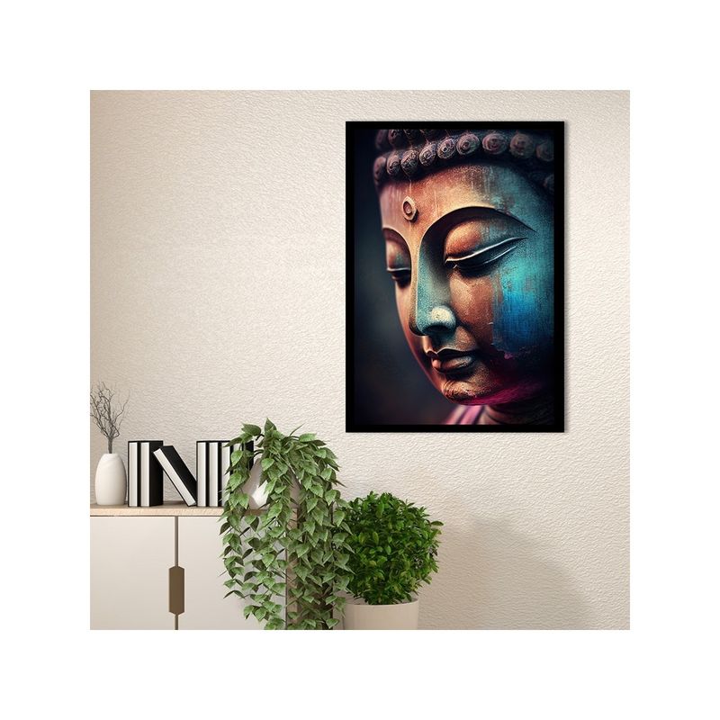 Dekorstation Spiritual And Calm Buddha Statue Face Canvas Painting Office (12x24 inches)