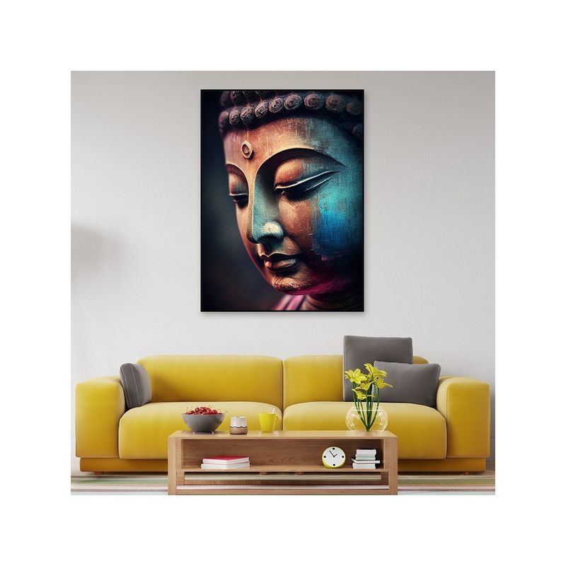Dekorstation Spiritual And Calm Buddha Statue Face Canvas Painting Office (24x36 inches)