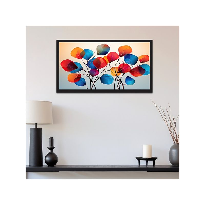 Dekorstation Abstract Botanical Canvas Modern Multicolor Leaf Canvas Wall Painting (12x24 inches)