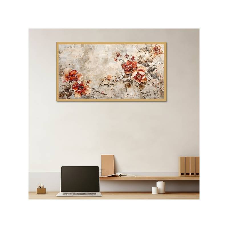Dekorstation Elegant Vintage Floral Wall Painting Rustic Bloom (12x24 inches)