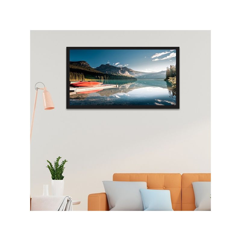 Dekorstation Tranquil Emerald Lake Painting Serene Mountain Reflection Wall Art (12x24 inches)