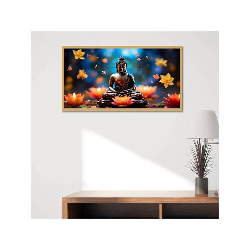 Dekorstation Serene Lord Buddha Meditation Religious Canvas Wall Painting Decoration (12x24 inches)