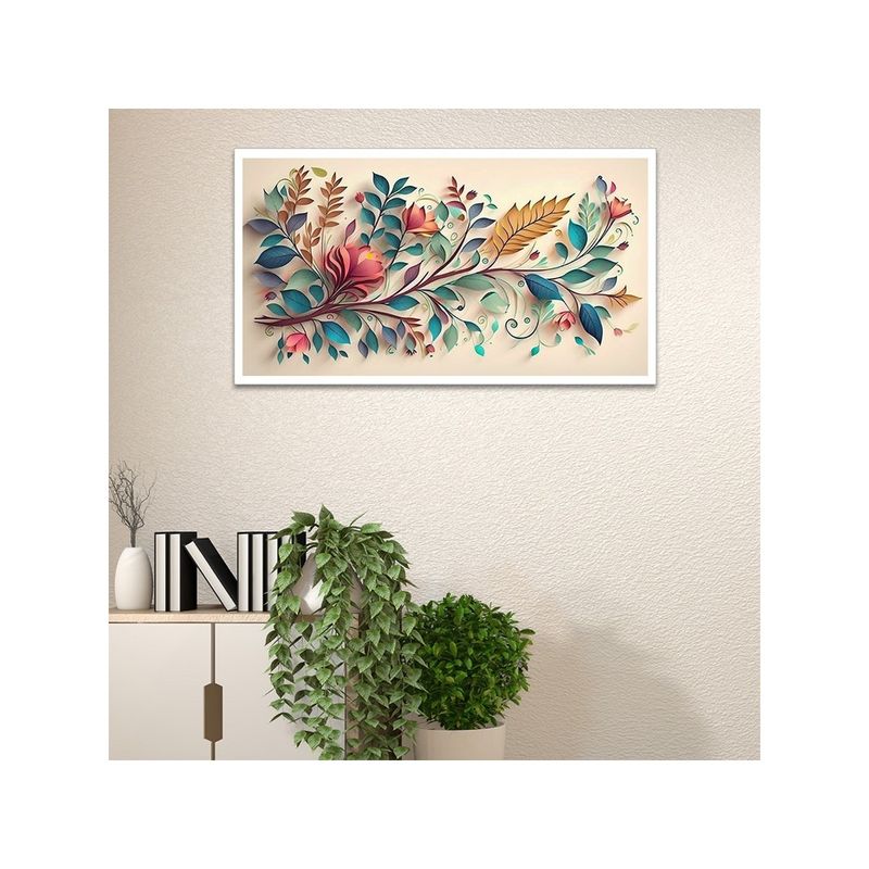 Dekorstation Red And Orange Floral Wall Painting Vibrant Inspired Wall Art (12x24 inches)