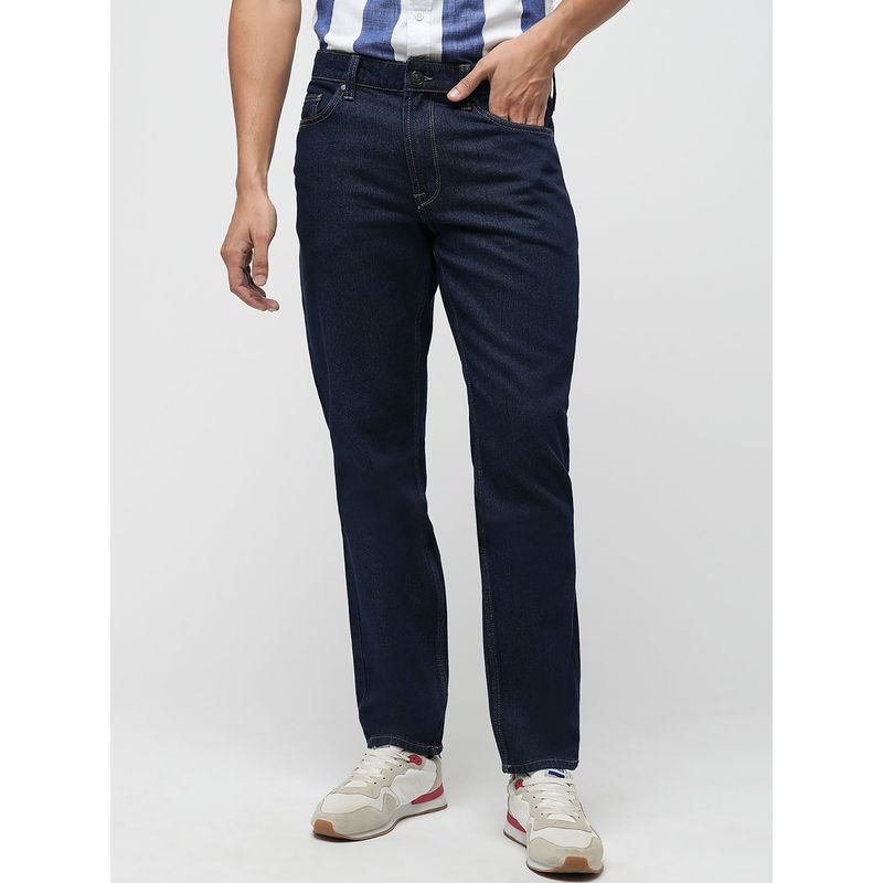 Jack & Jones Navy Blue Slim Fit Non Stretch Jeans (34)