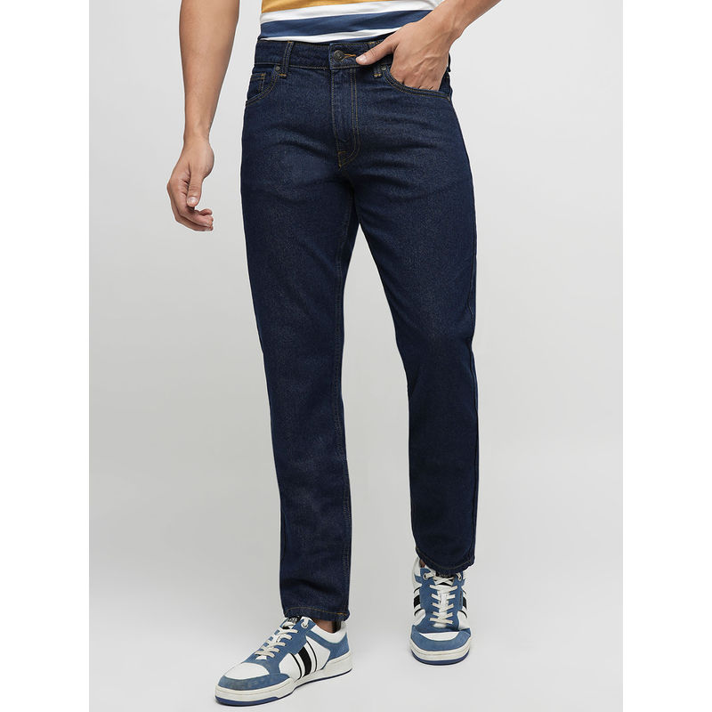 Jack & Jones Navy Blue Regular Fit Non Stretch Jeans (36)