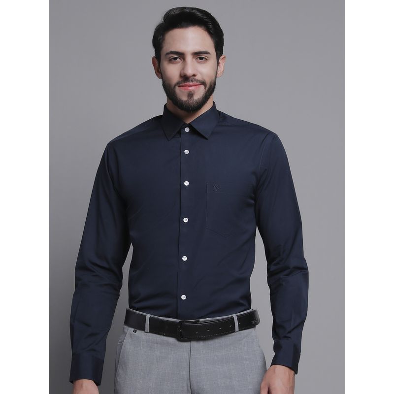 Cantabil Men Cotton Navy Blue Formal Full Sleeves Shirt (44)