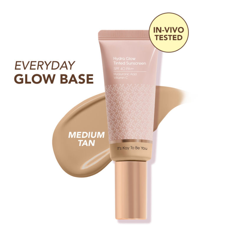 Kay Beauty Hydra Glow Tinted Sunscreen SPF 40 PA++ with Hyaluronic Acid & Vitamin C - Medium Tan