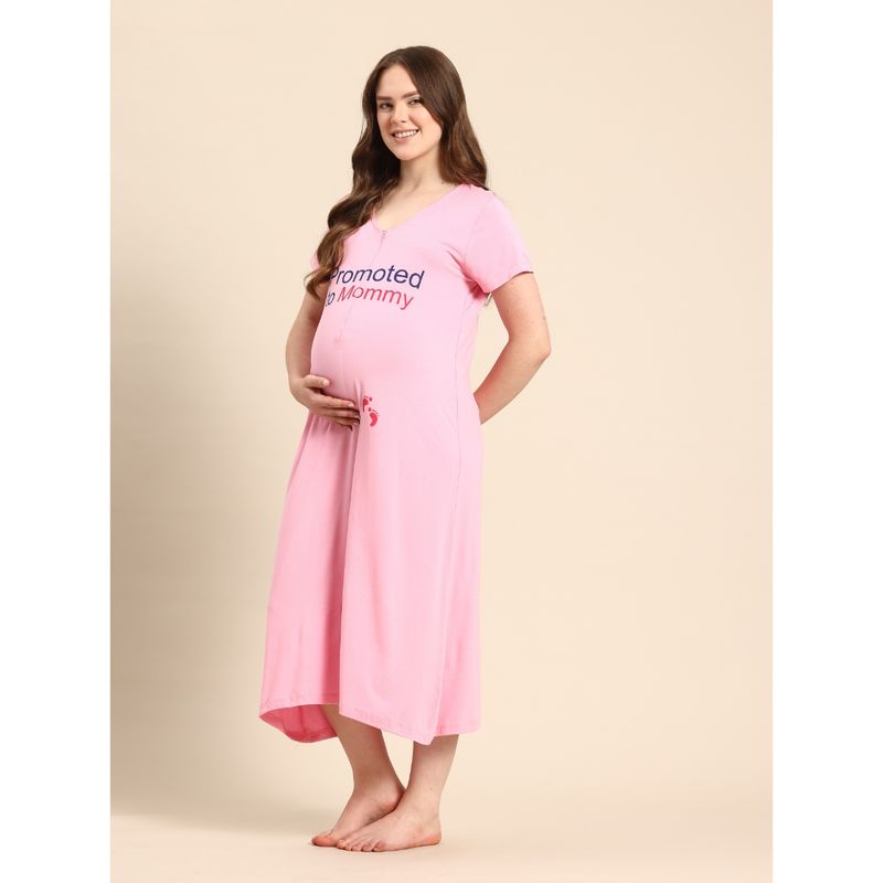 Blush9 Maternity Promoted To Mommy Pink Maxi Dress (S)