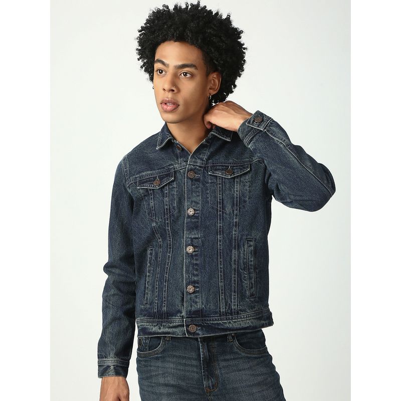 necked Men Pure Cotton Classic Trucker Jacket (S)