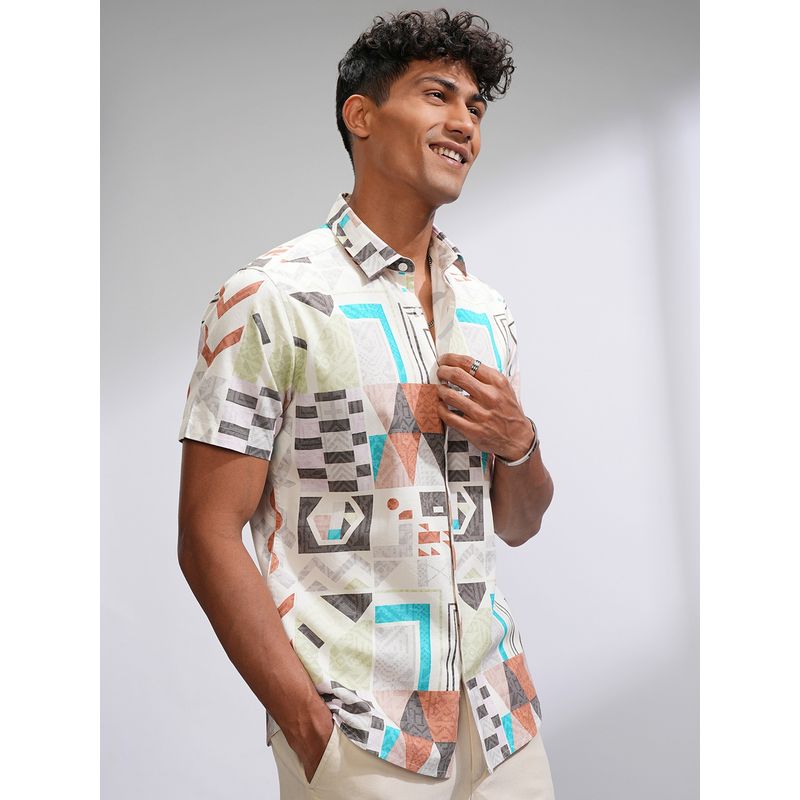 LOCOMOTIVE Premium Men Multicolor Printed Slim Fit Casual Shirt (L)