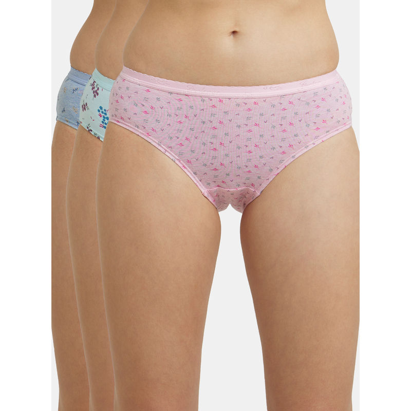 Jockey 1523 Women High Coverage Super Combed Cotton Hipster-Light Prints (Pack of 3) (M)