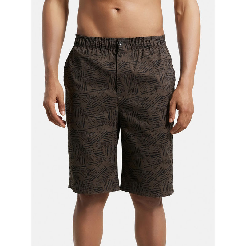 Jockey US88 Men Super Combed Cotton Woven Fabric Bermuda - Black Olive (M)