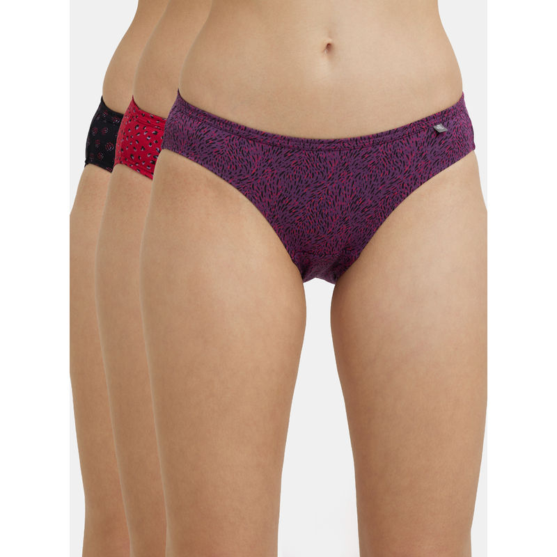 Jockey 1410 Women Medium Coverage Super Combed Cotton Bikini-Dark Prints (Pack of 3) (XL)