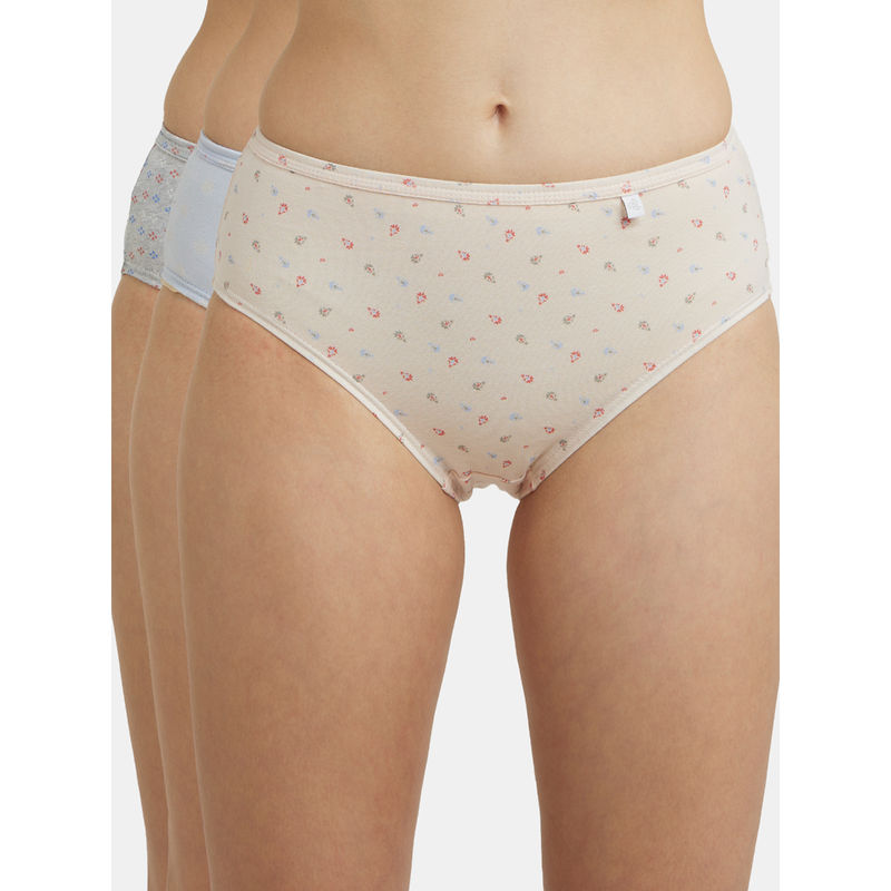 Jockey 1406 Women High Coverage Super Combed Cotton Hipster-Light Prints (Pack of 3) (M)