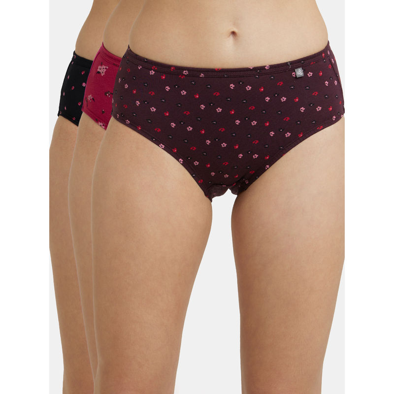 Jockey 1406 Women High Coverage Super Combed Cotton Hipster - Dark Prints (Pack of 3) (L)