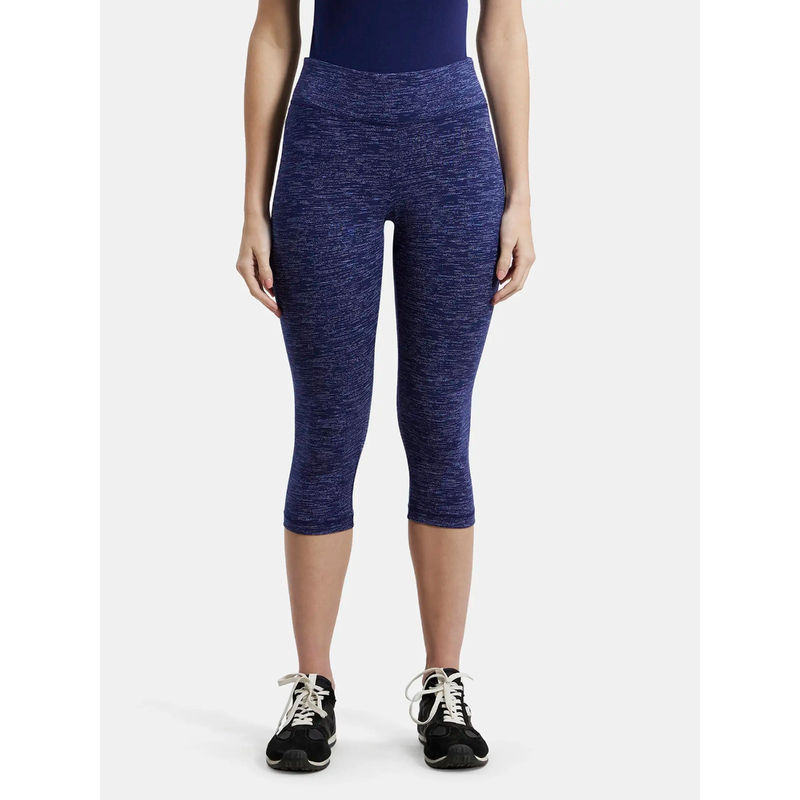 Jockey 1391 Women Super Combed Cotton Elastane Capri - Imperial Blue Marl (S)