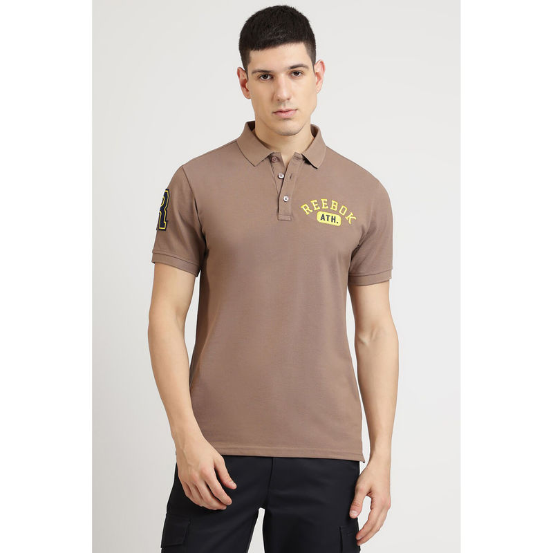 Reebok Brown Solid Polo T-Shirt (S)