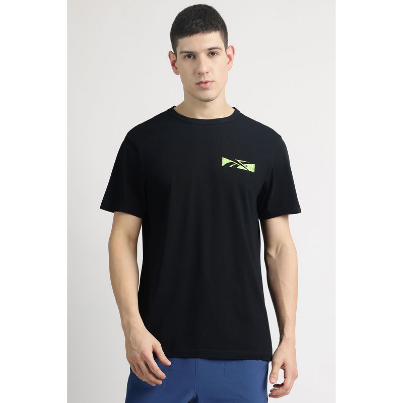 Reebok Men Typography Black T Shirt (XS)