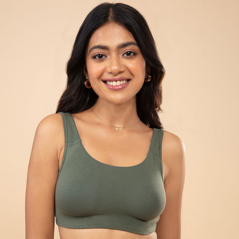 Nykd by Nykaa Soft Cup Easy-peasy Slip-on Bra with Full Coverage - Green NYB113 (M)