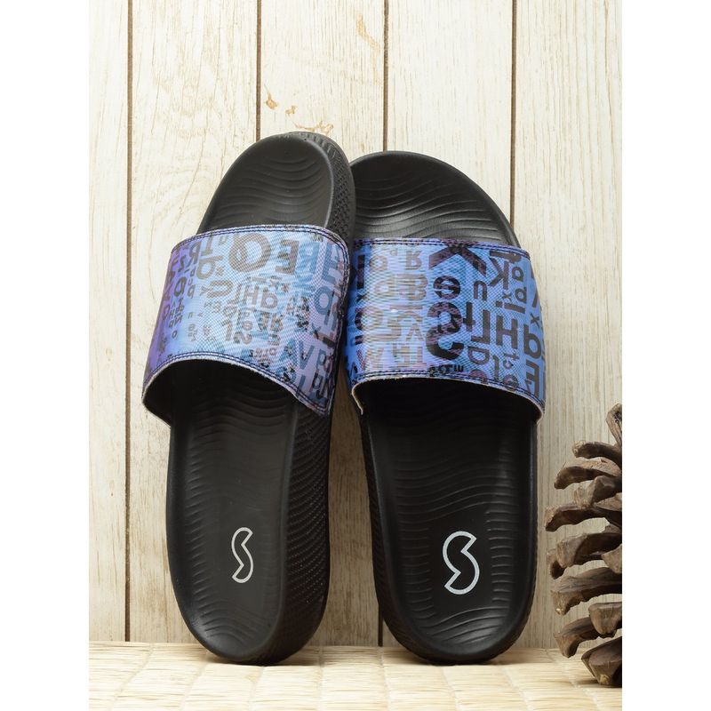 Buy SOLETHREADS Spectrum Black Printed Women Sliders Online