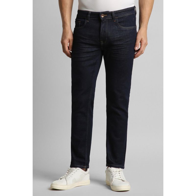 Simon Carter Navy Blue Solid Regular Jeans (30)