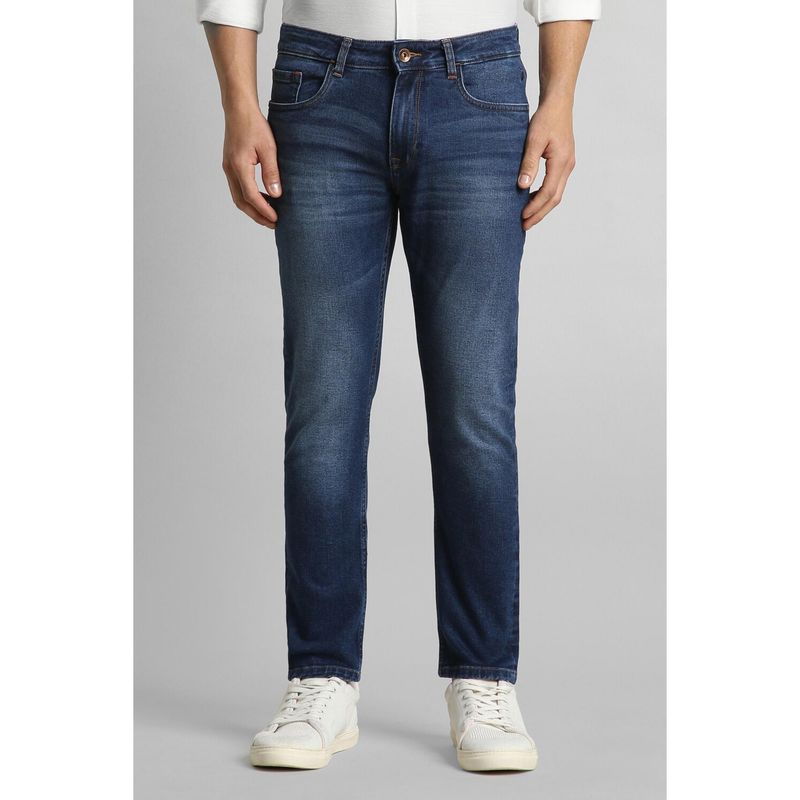 Simon Carter Navy Blue Solid Regular Jeans (30)