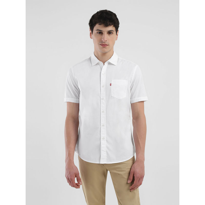 Levi's Men White Solid Slim Fit Shirt (XL)