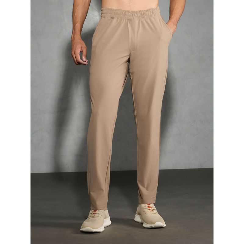 Technosport Men Khaki Solid Relax Fit Sports Trackpant With Duracool+ (L)