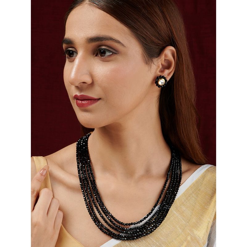 Buy Teejh Jalsa Black Beaded Necklace Set Online
