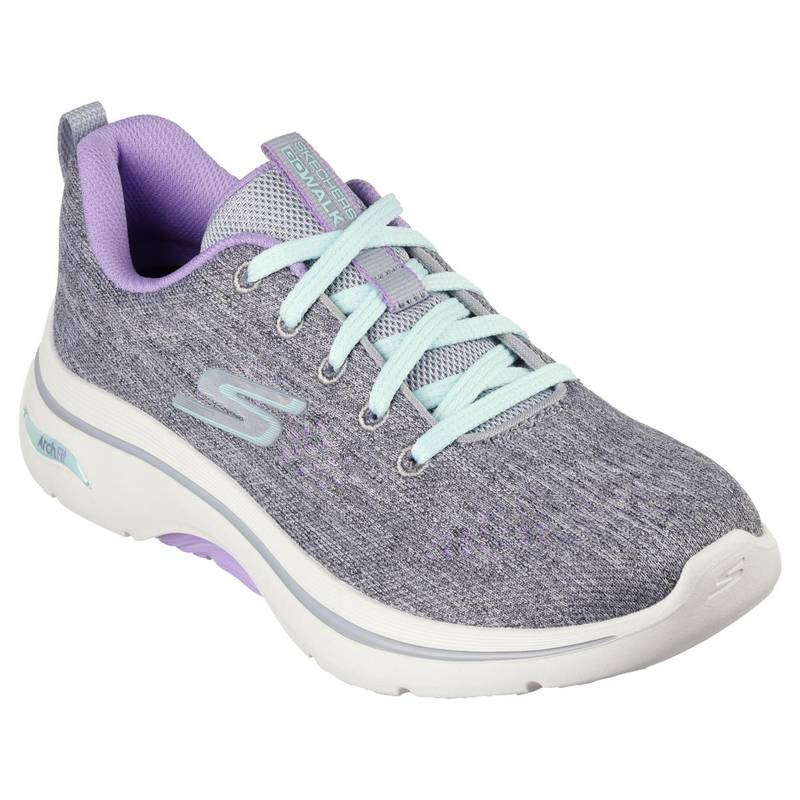 SKECHERS Women Go Walk Arch Fit 2.0 Vivid Grey & Lavender Walking Shoes (UK 4)